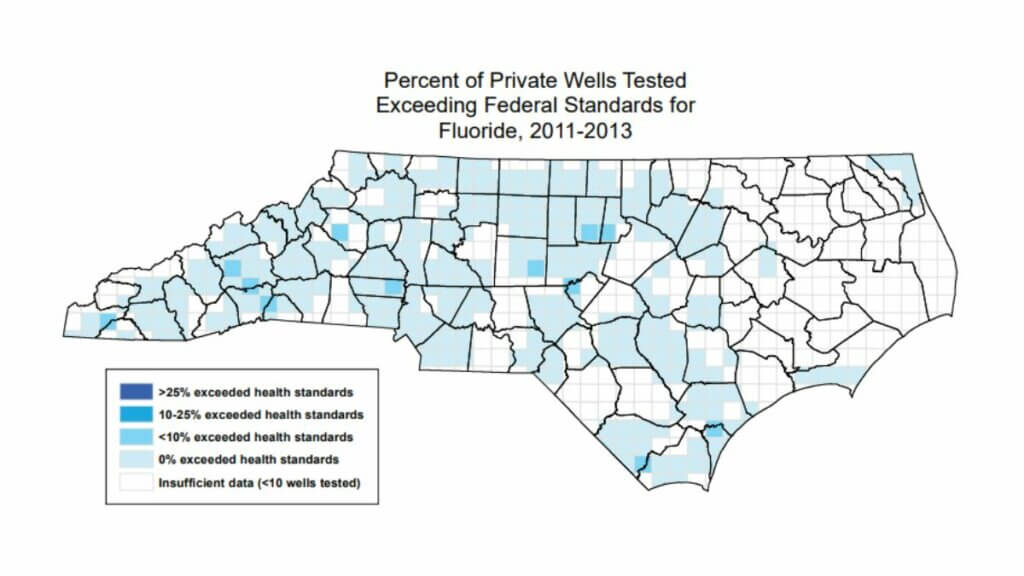 North Carolina 2013 fluoride concentration map