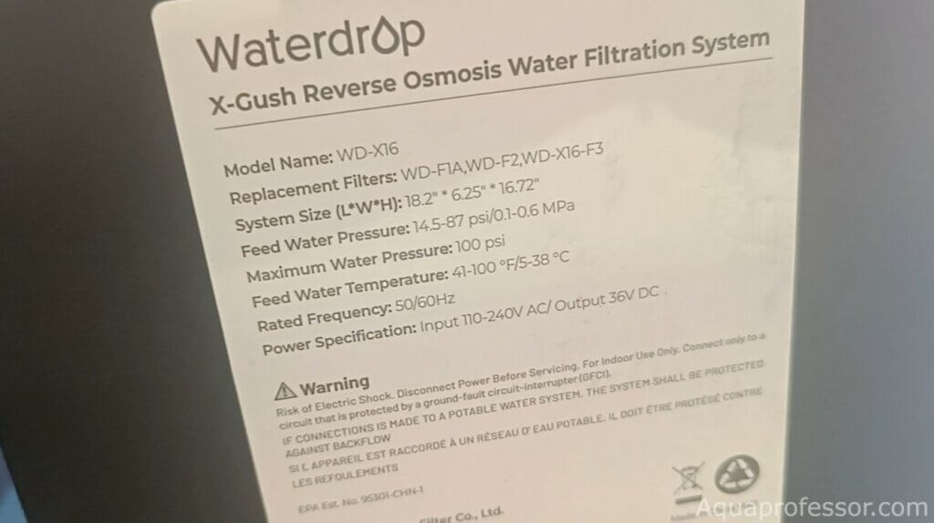 Waterdrop X-Gush Reverse Osmosis Review Specs-watermarked